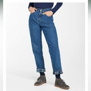 L.L. BEAN Double L Relaxed Fit Jeans Flannel Lined Tapered Leg Women’s Size 28
